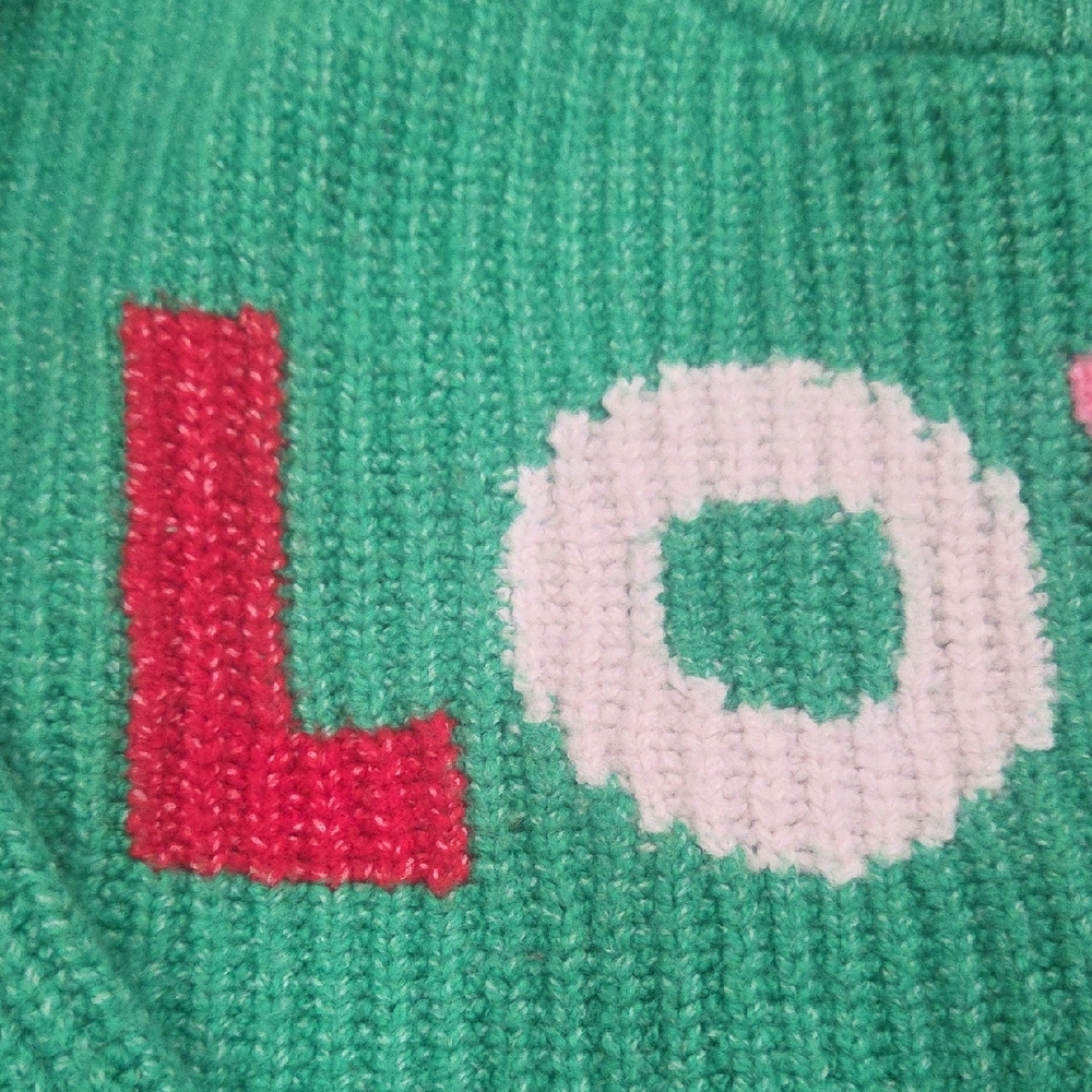 Old Navy Green Sweater with LOVE Design - Picture 2 of 5